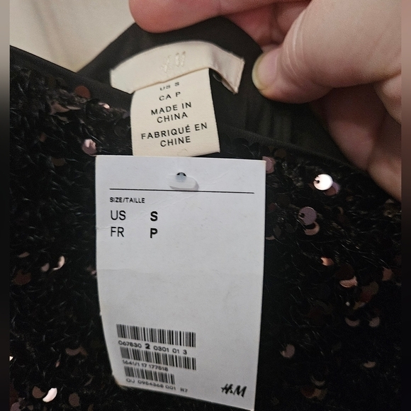 NWT H&M Full Sequin Dress Spaghetti Strap Women's Size S Brown With Slit - Picture 3 of 5